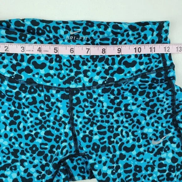 Nike Running Dri Fit Leggings Blue Animal Print Womens XS Zip Pocket Reflective - Picture 13 of 13
